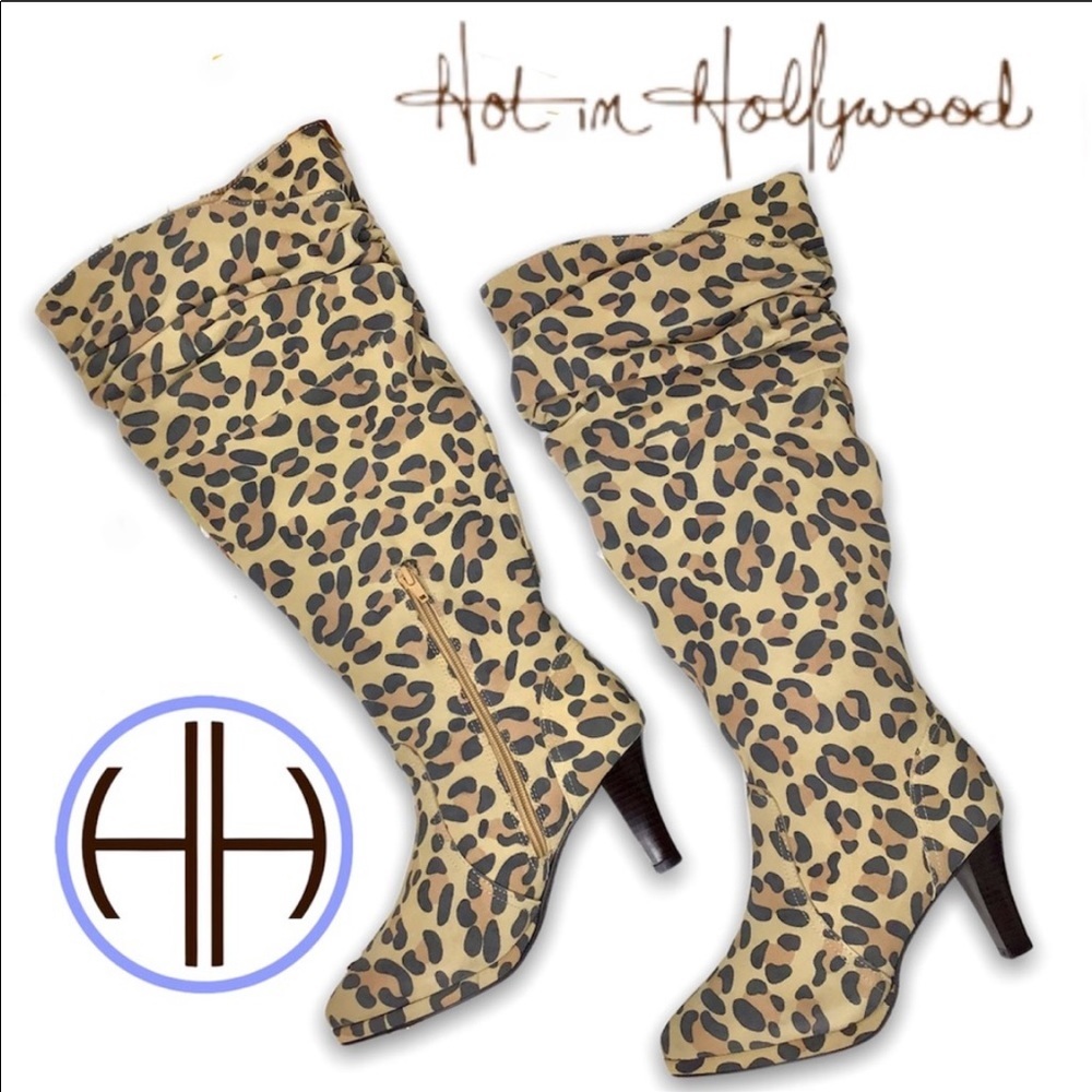 HOT IN HOLLYWOOD knee high slouchy leather boots